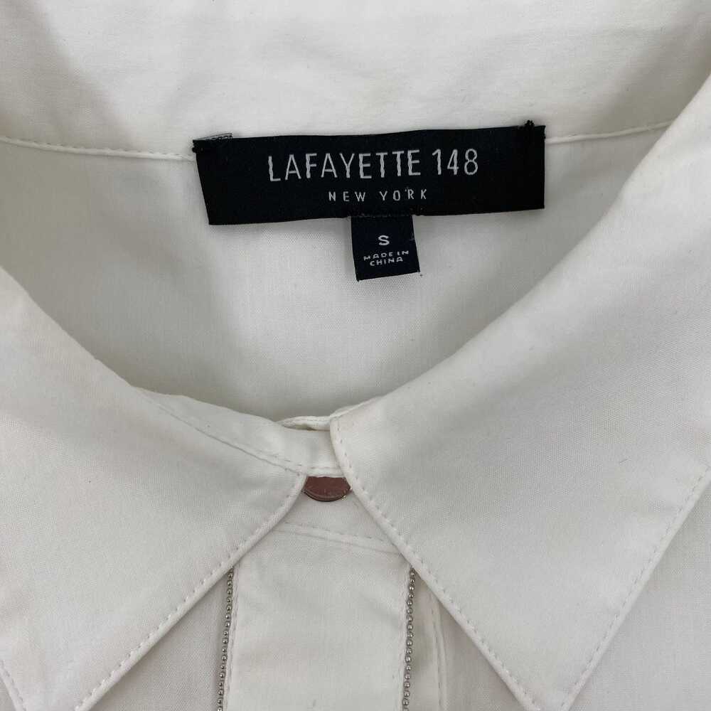 Lafayette 148 White Silver Classic Button-Up Blouse | Size S - Picture 4 of 8